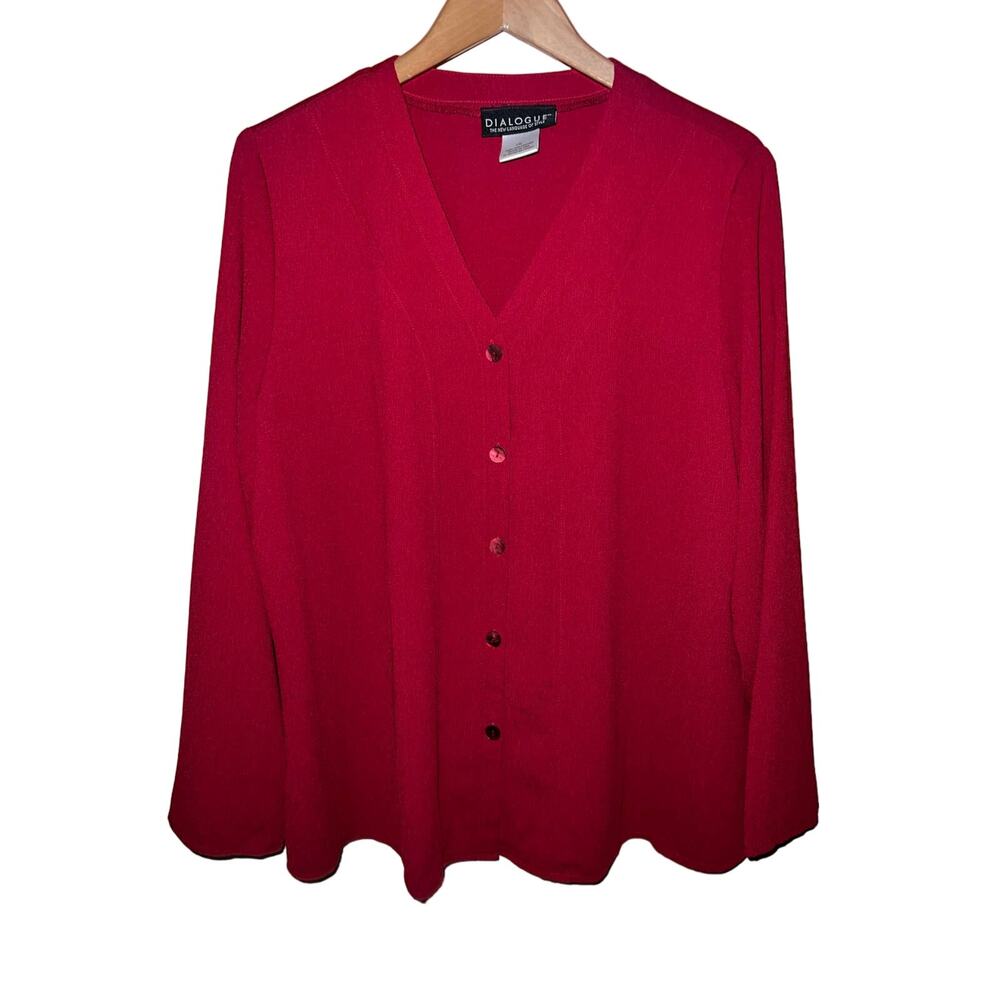 1x Red Cardigan Button Front Textured Stretch Pol… - image 3